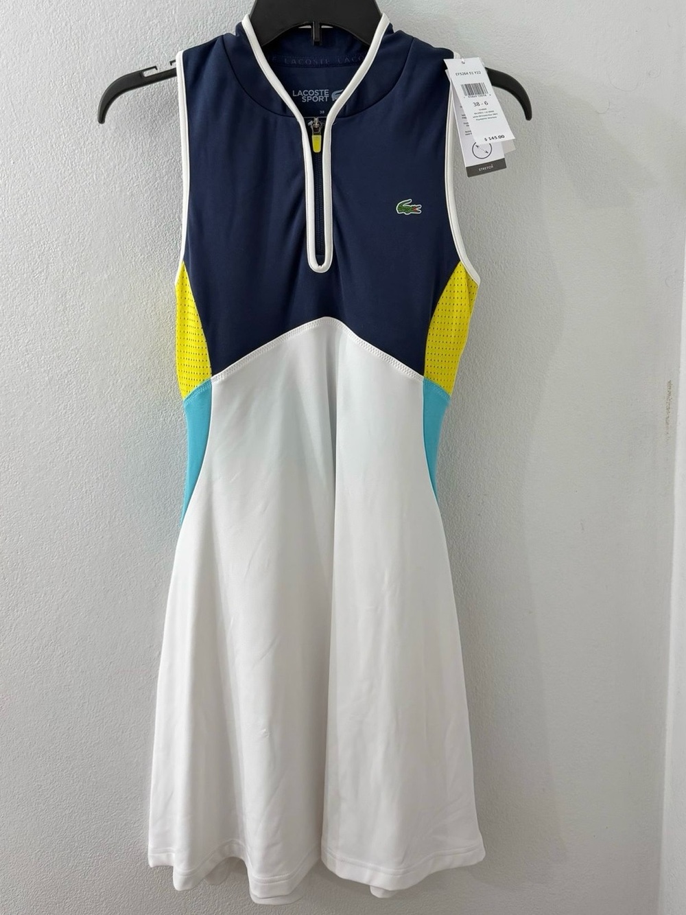 Lacoste Navy, White & Yellow Colorblock Tennis Dress